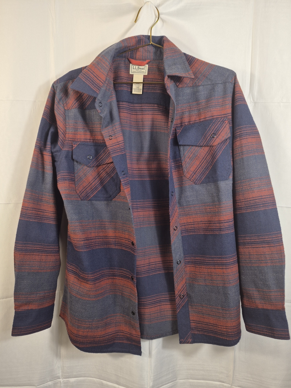 L.L. Bean Men’s Navy and Rust Striped Shirt Jacket
